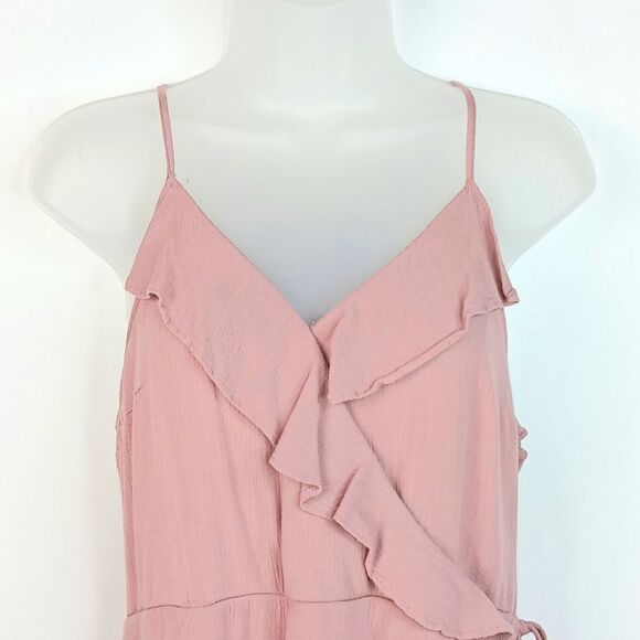 MOSSIMO SUPPLY CO. Women’s Pink Faux Wrap Ruffle Mini Dress Large Sleeveless - Picture 4 of 15